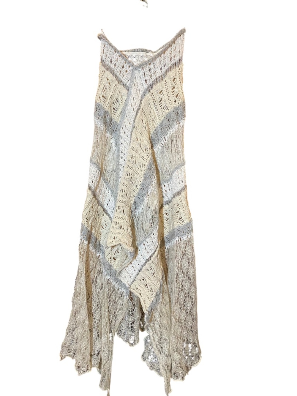 Quinta Colonna Metallic Silver Mohair Knit Handkerchief Maxi Skirt Italy S